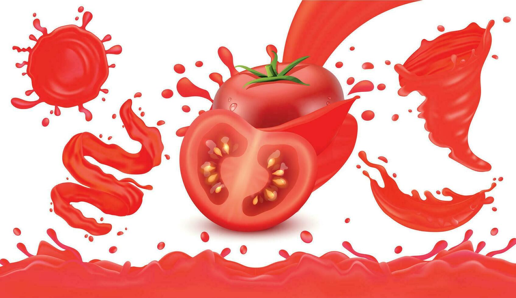 tomate jugo salpicaduras vector