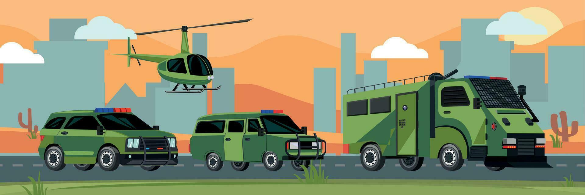 Military Transport Composition vector