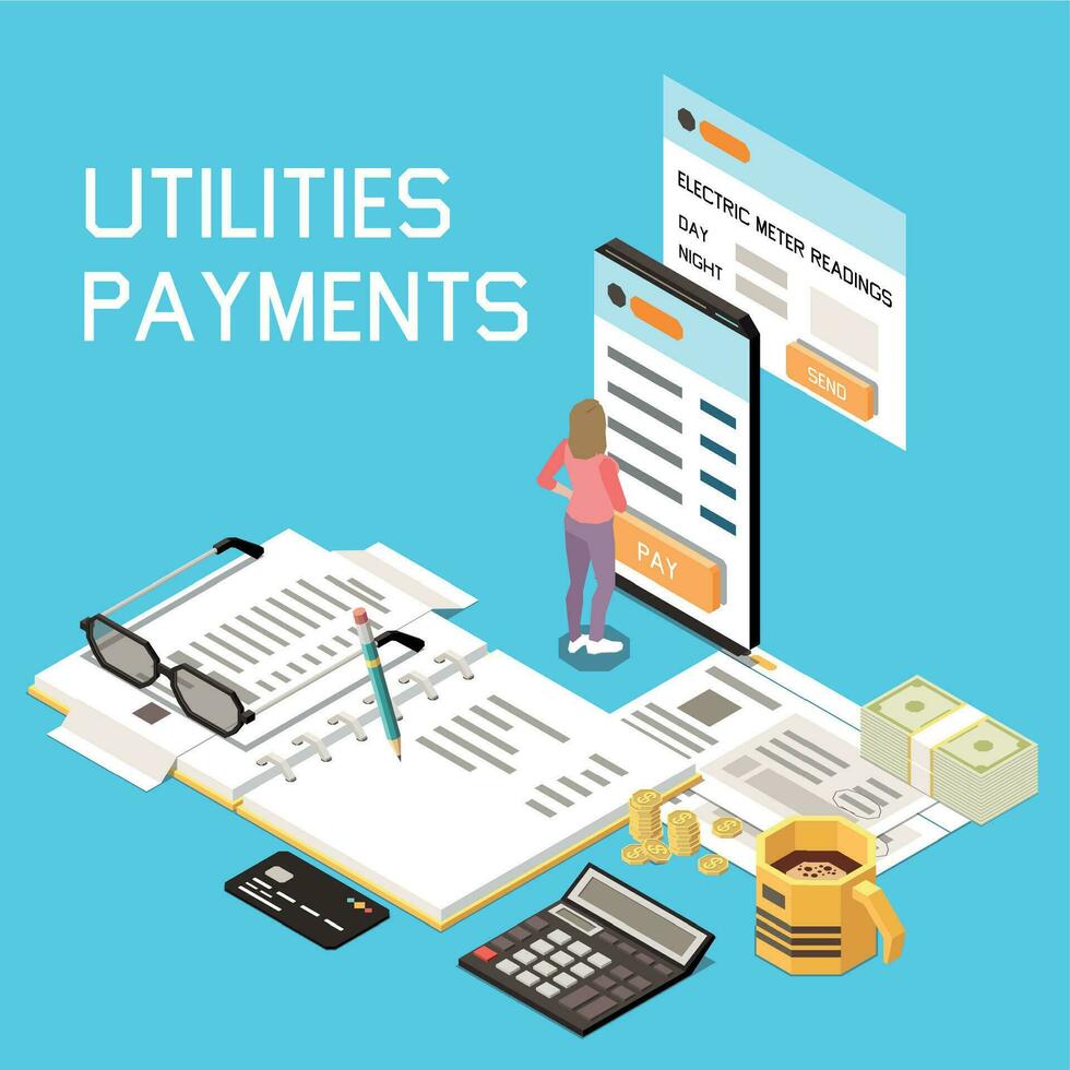 Utility Expences Isometric vector