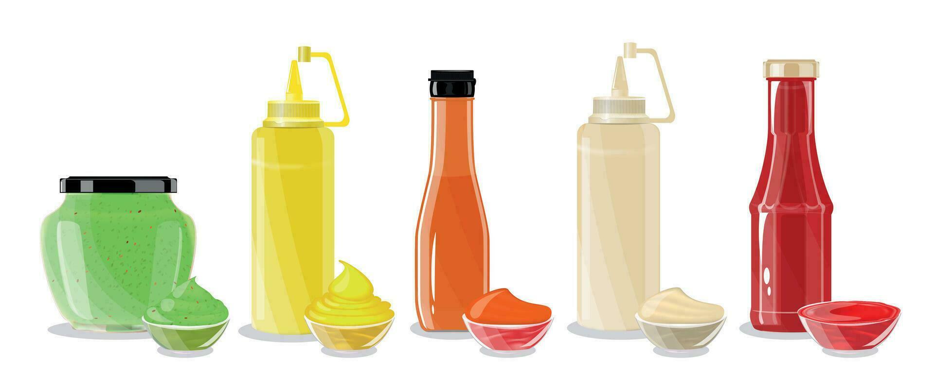 salsa botellas conjunto vector