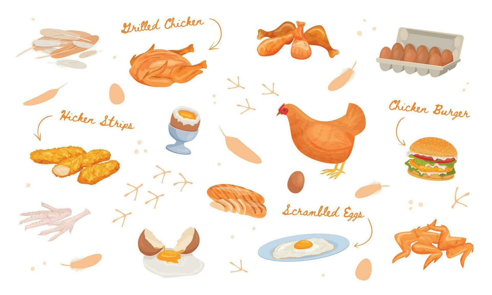 Chicken Products Trails Composition vector