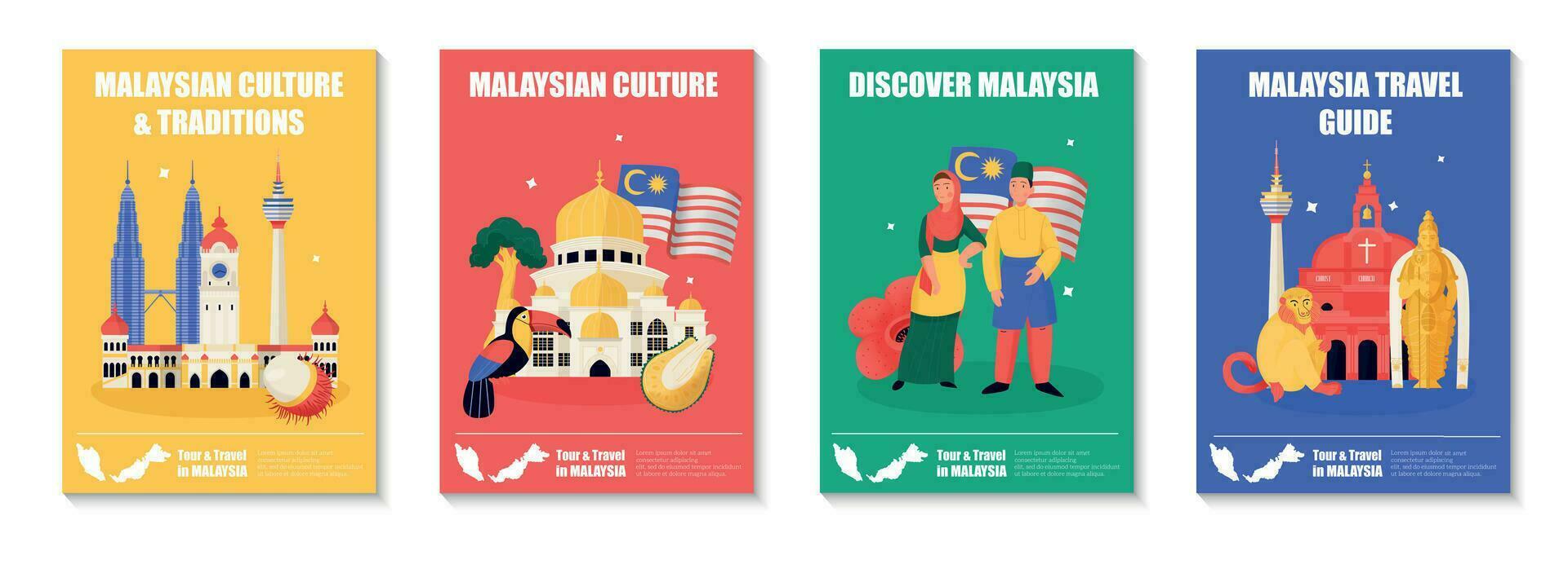 Malaysia Travel Poster Set vector