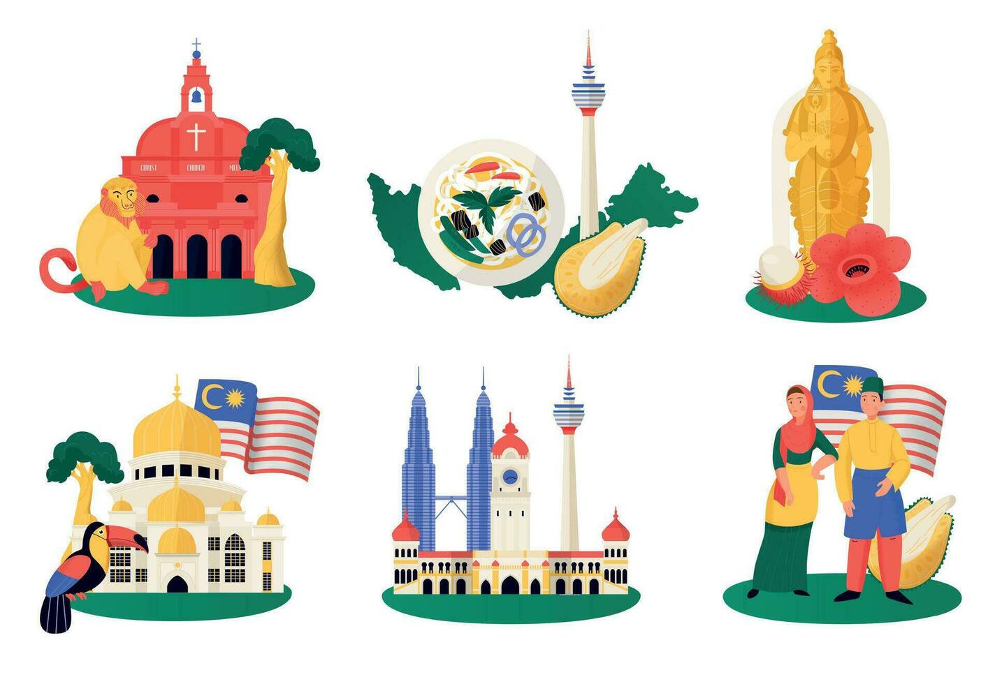 Malaysia Travel Set vector