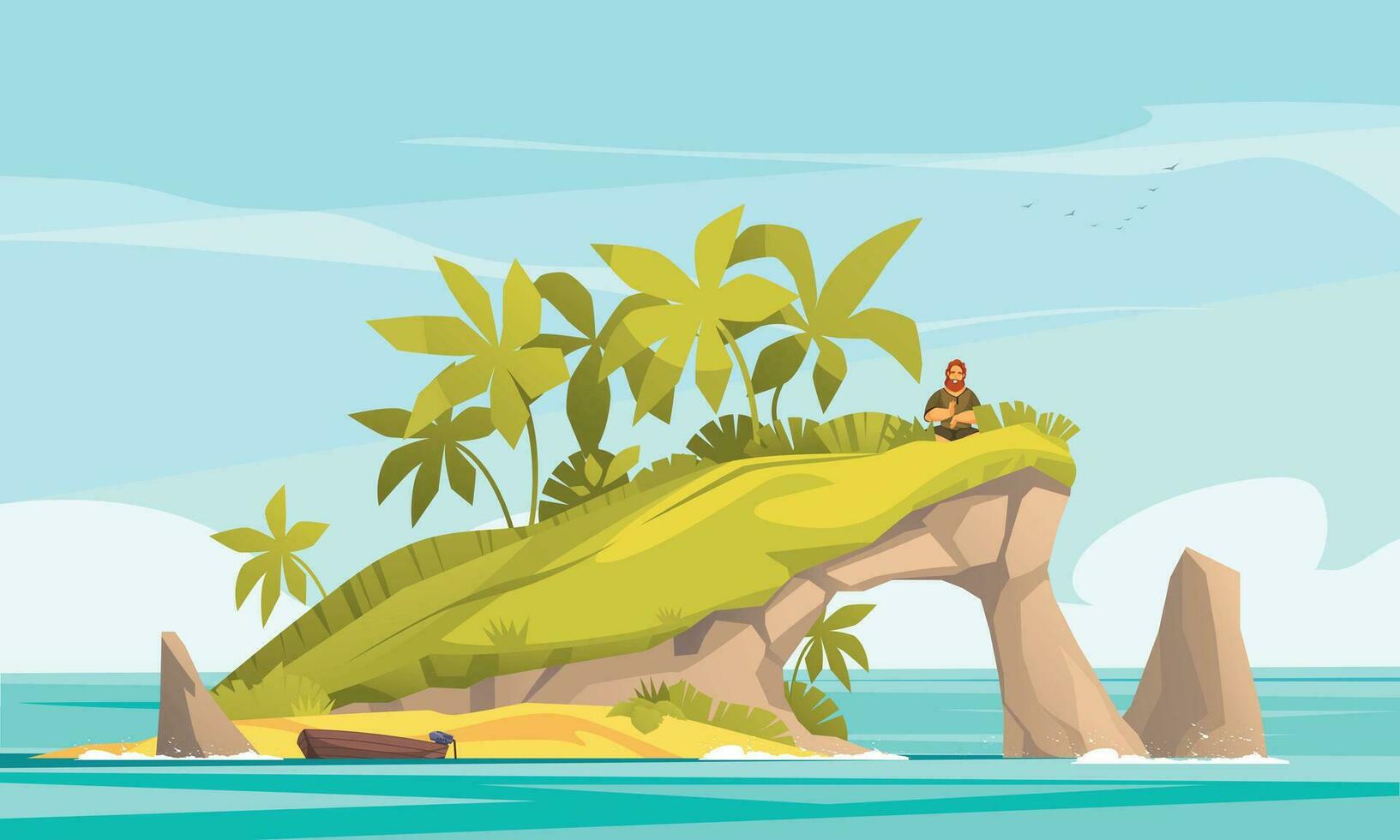 tropical isla dibujos animados vector