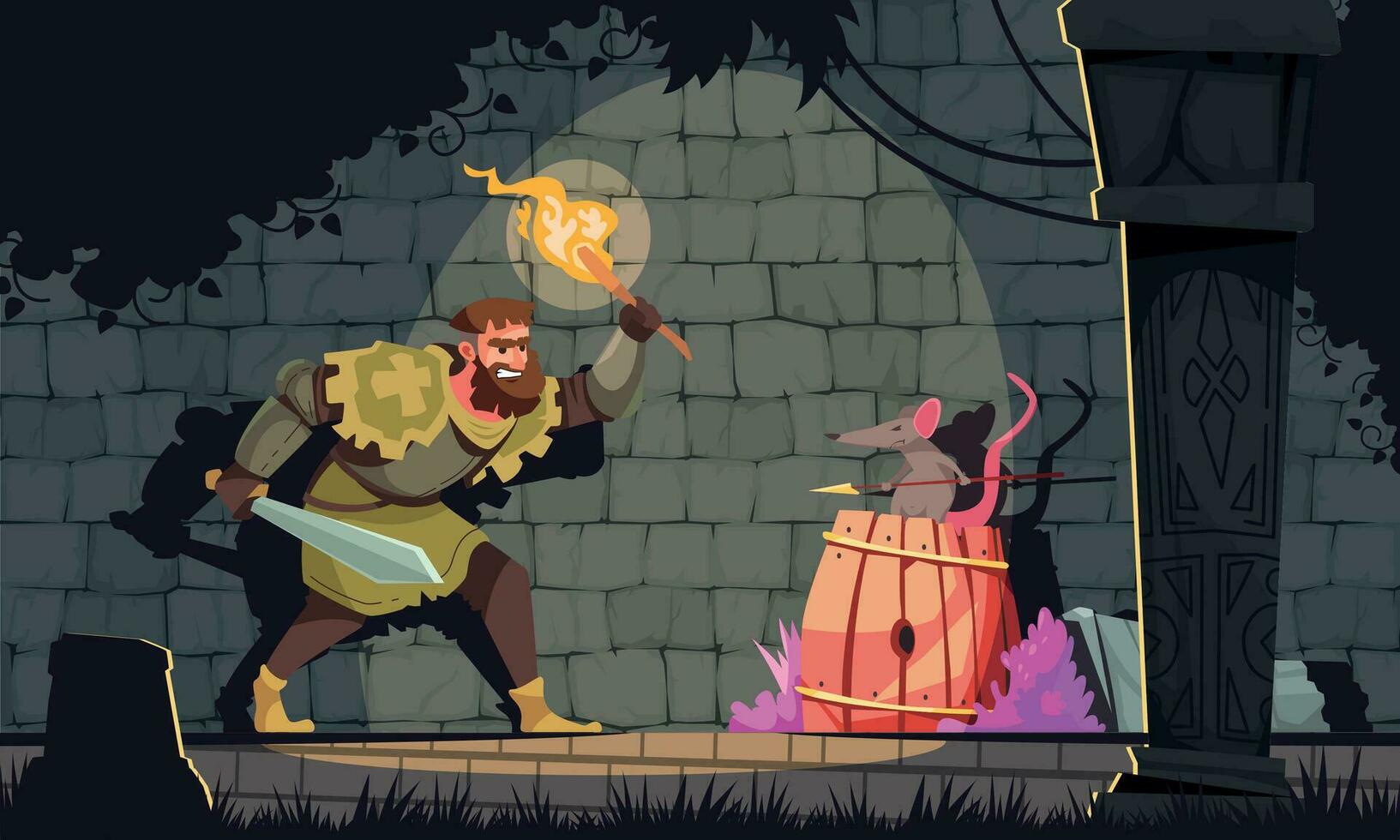 Dungeon Cartoon Composition vector