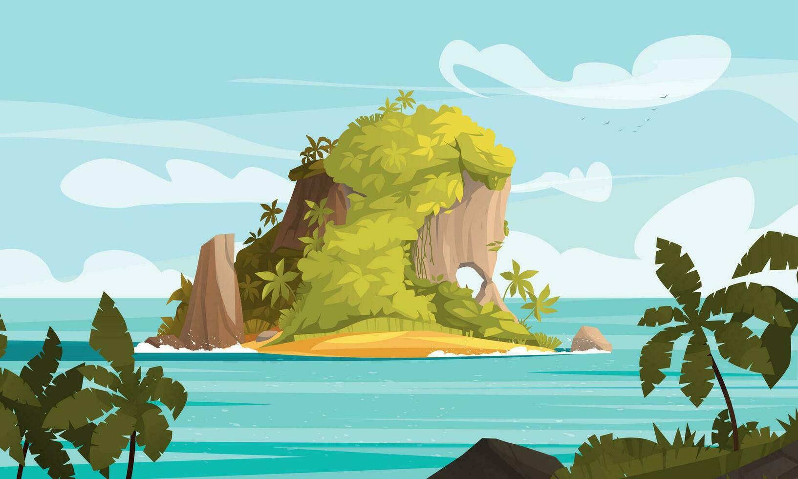 Tropical Island Cartoon 24853597 Vector Art at Vecteezy