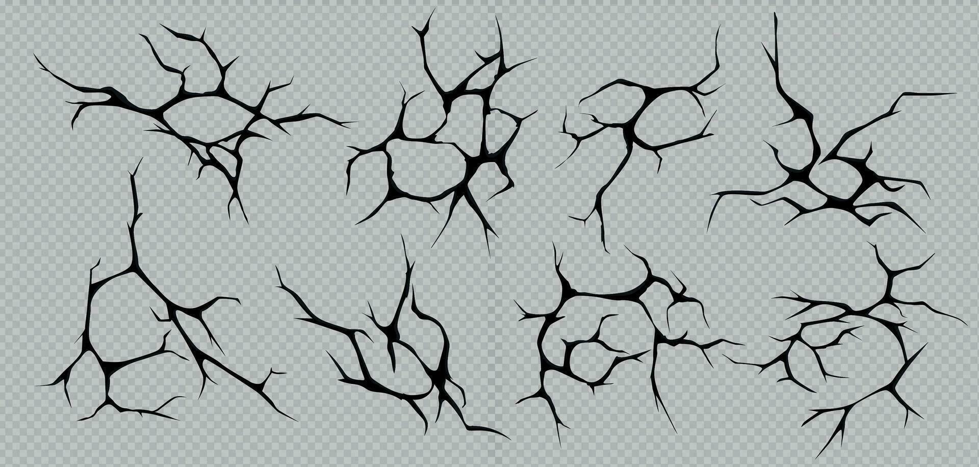 Ground Cracks Realistic Set vector