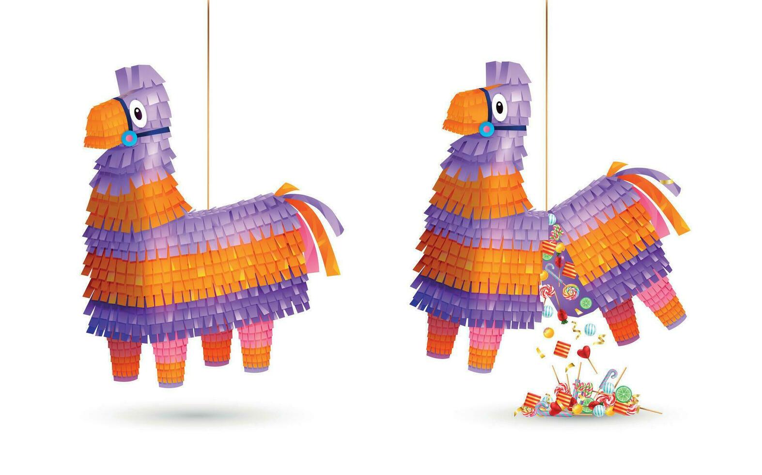 realista piñatas conjunto vector