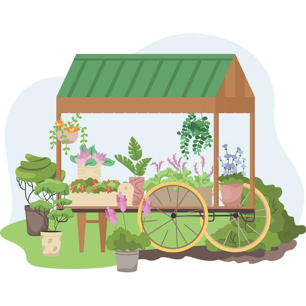 jardinería mercado puesto composición vector