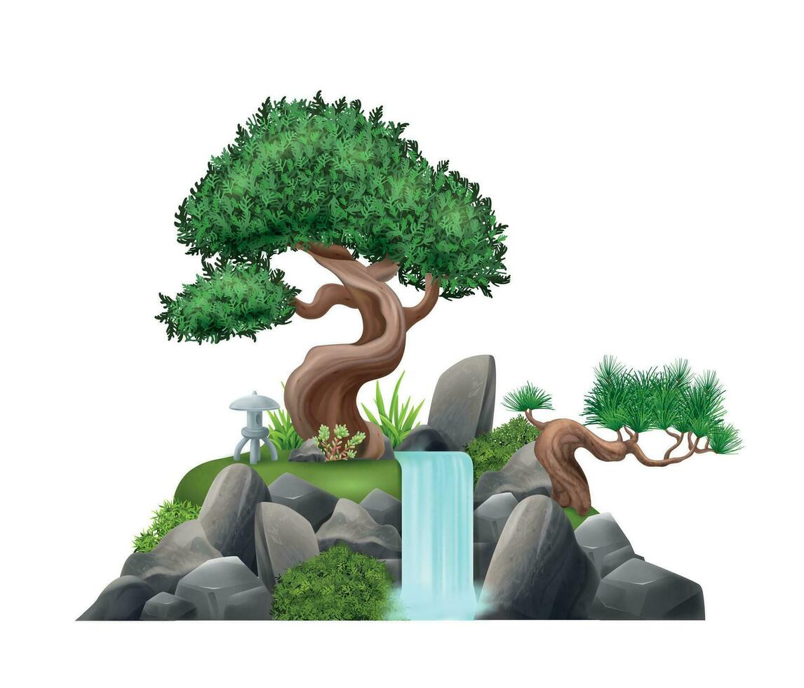 Bonsai Tree Composition vector