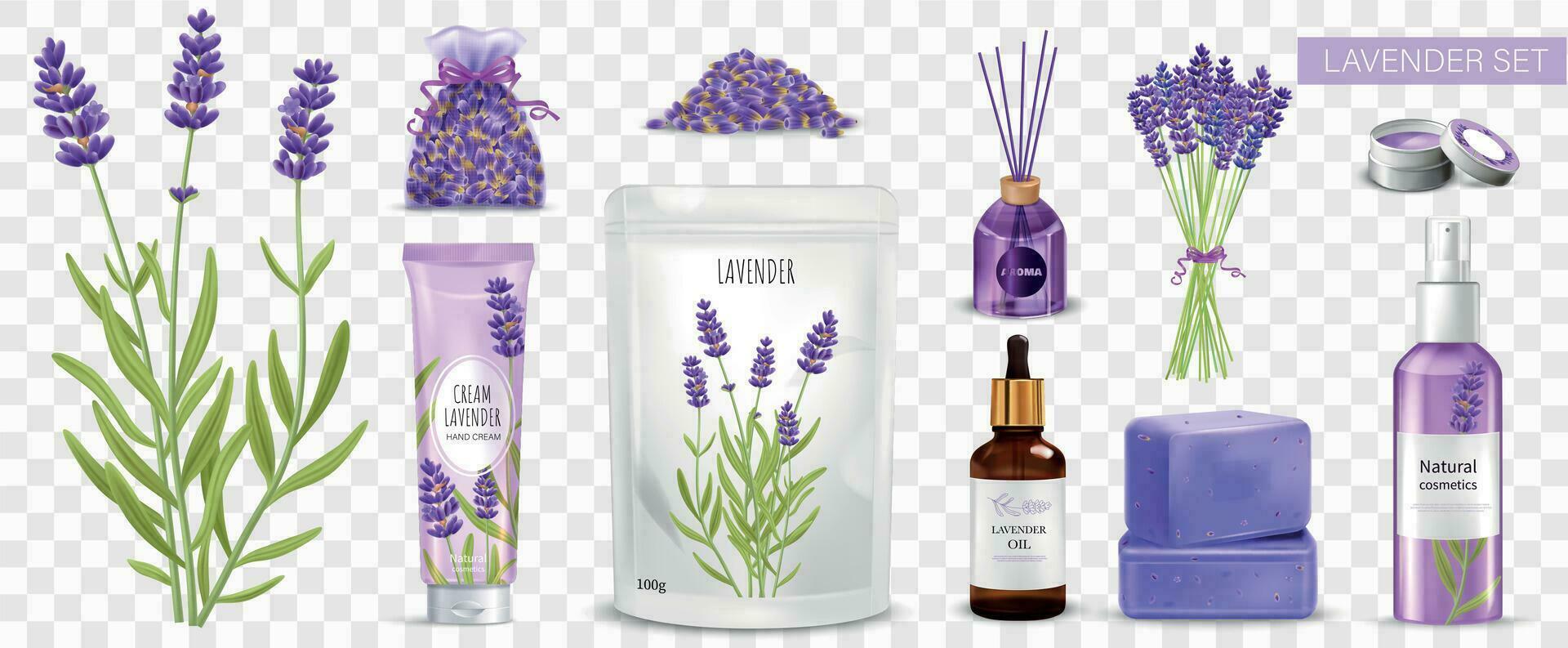 realista lavanda transparente conjunto vector