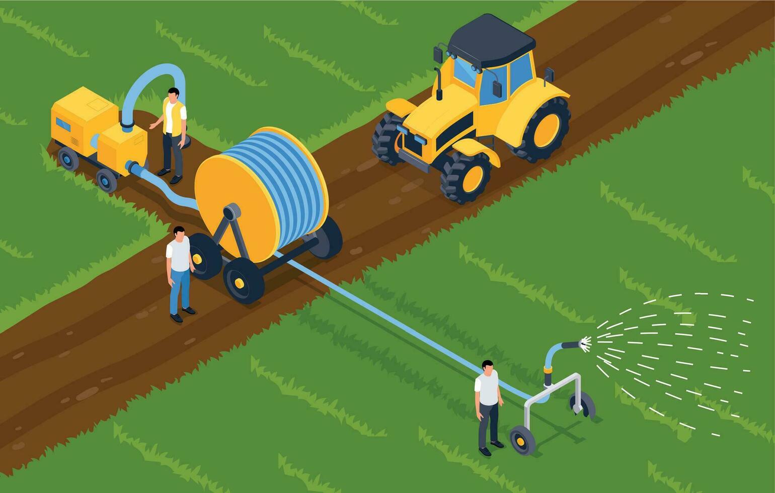 Irrigation Systems Isometric Background vector