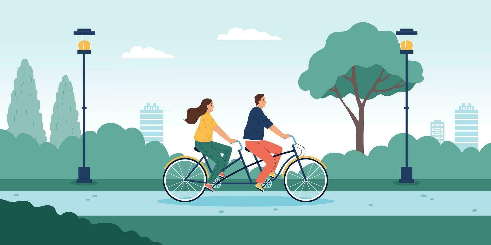 Tandem Bicycle Vector Illustration