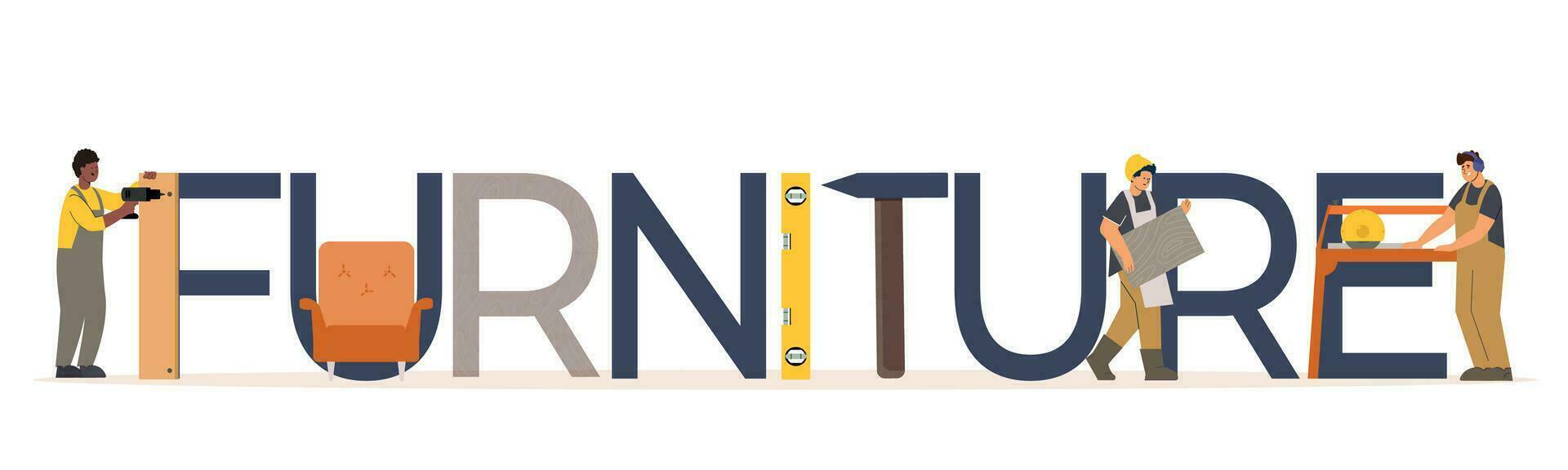Furniture Assembly Text Composition vector