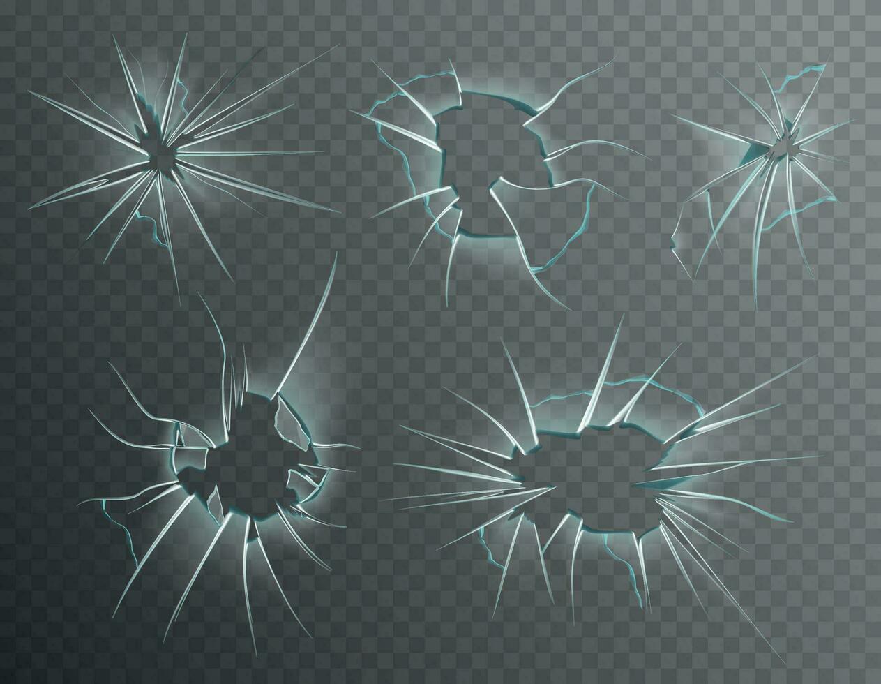 Damaged Glass Holes Set vector