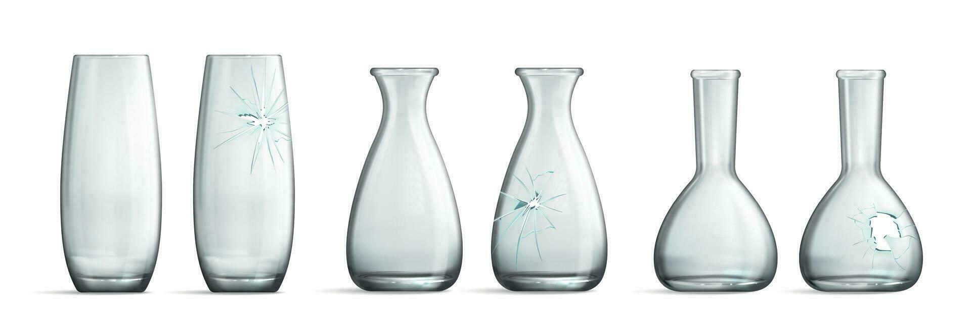 Realistic Broken Vase Set vector