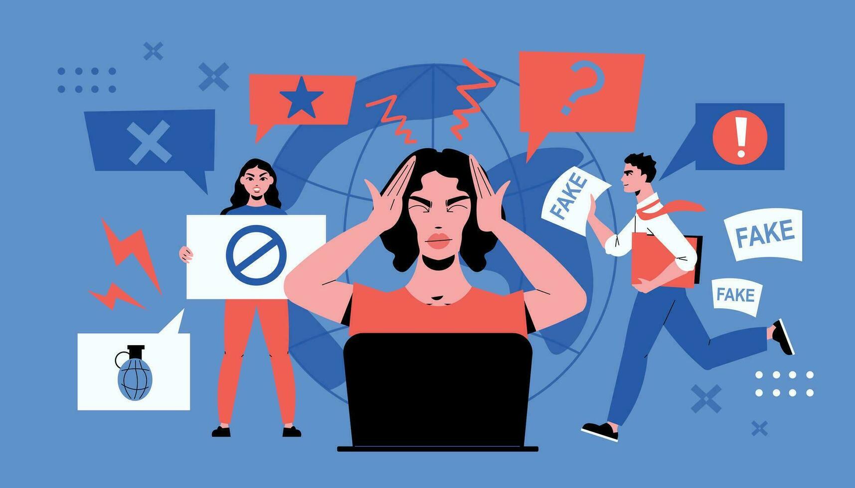 Fake News Headache Composition vector