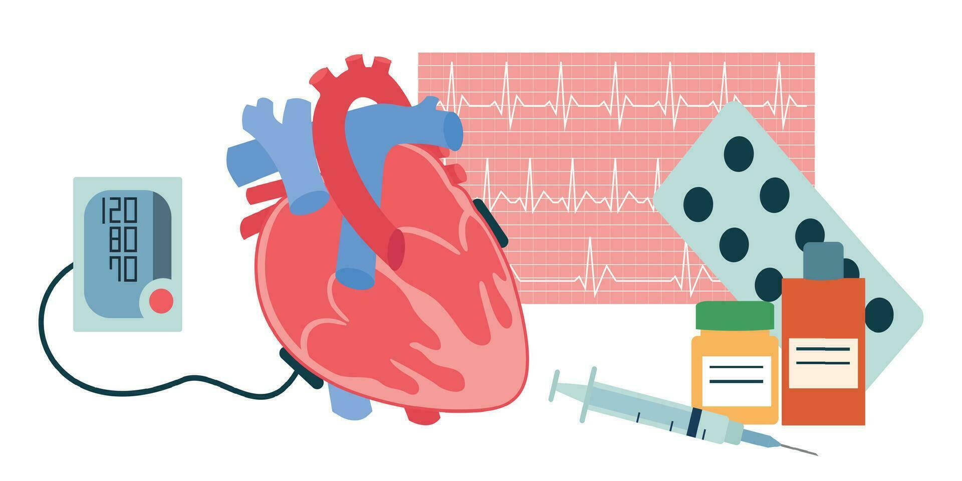 corazón cheque medicación composición vector