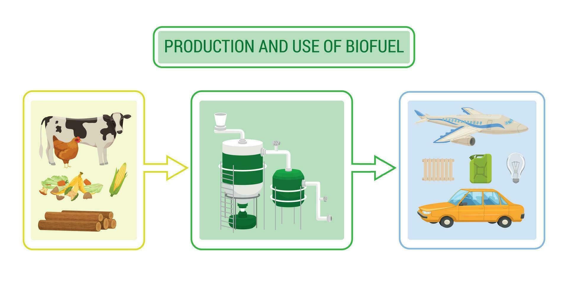 biocombustible producción infografia vector