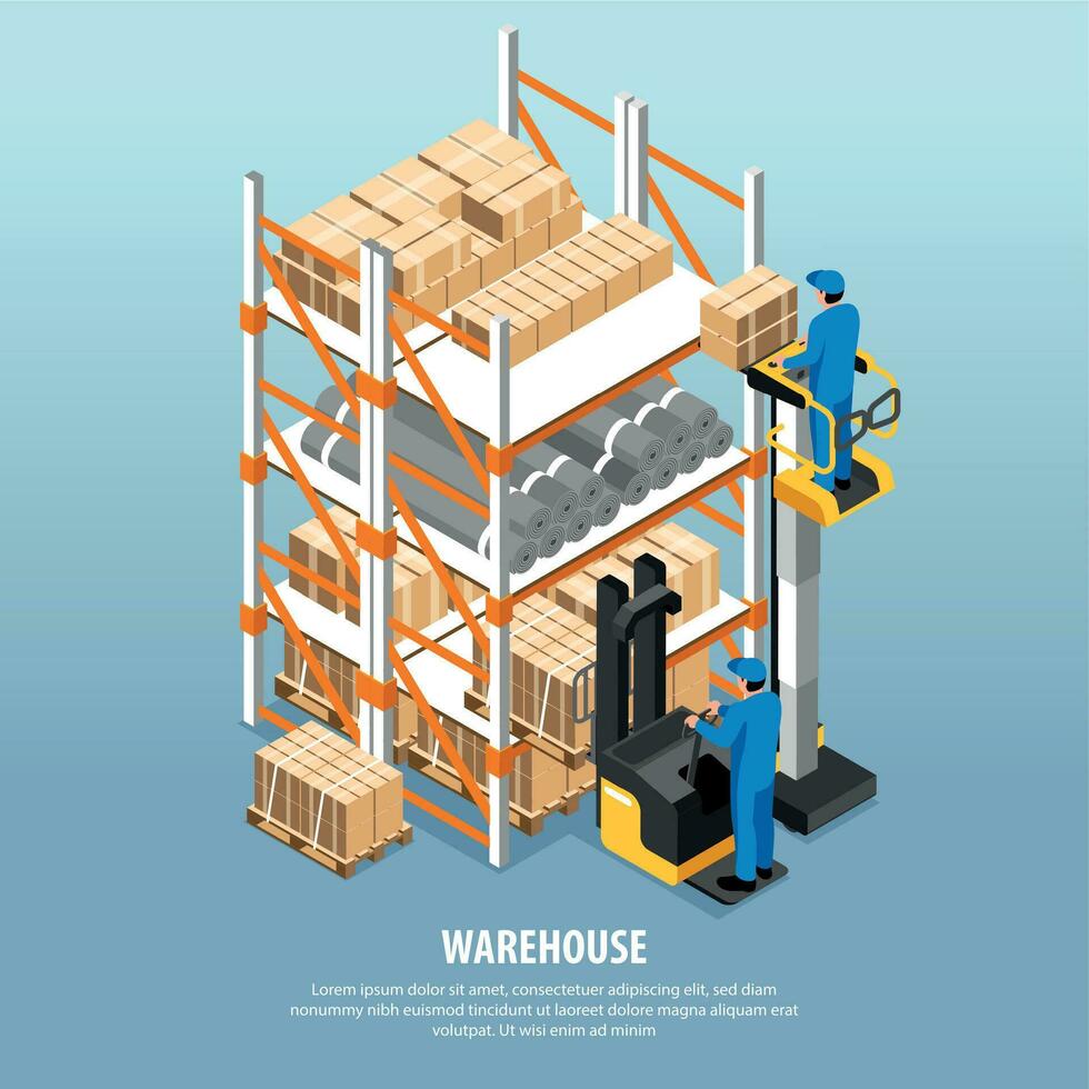 Isometric Warehouse Interior vector