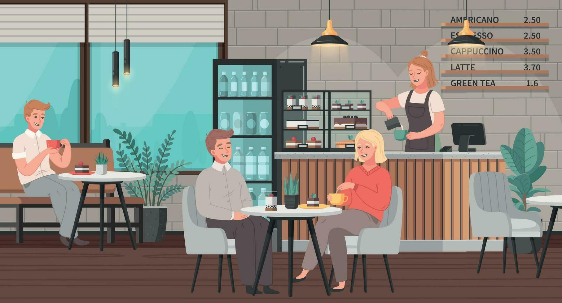 Restaurant Interior Cartoon vector