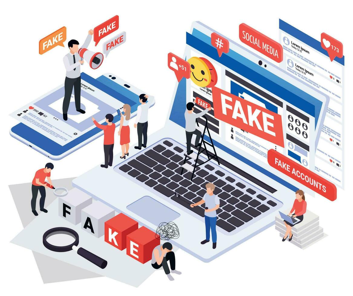 Fake News Web Composition vector