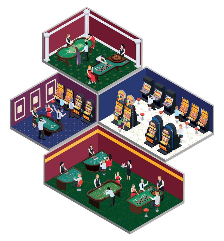 Casino Rooms Isometric Composition vector