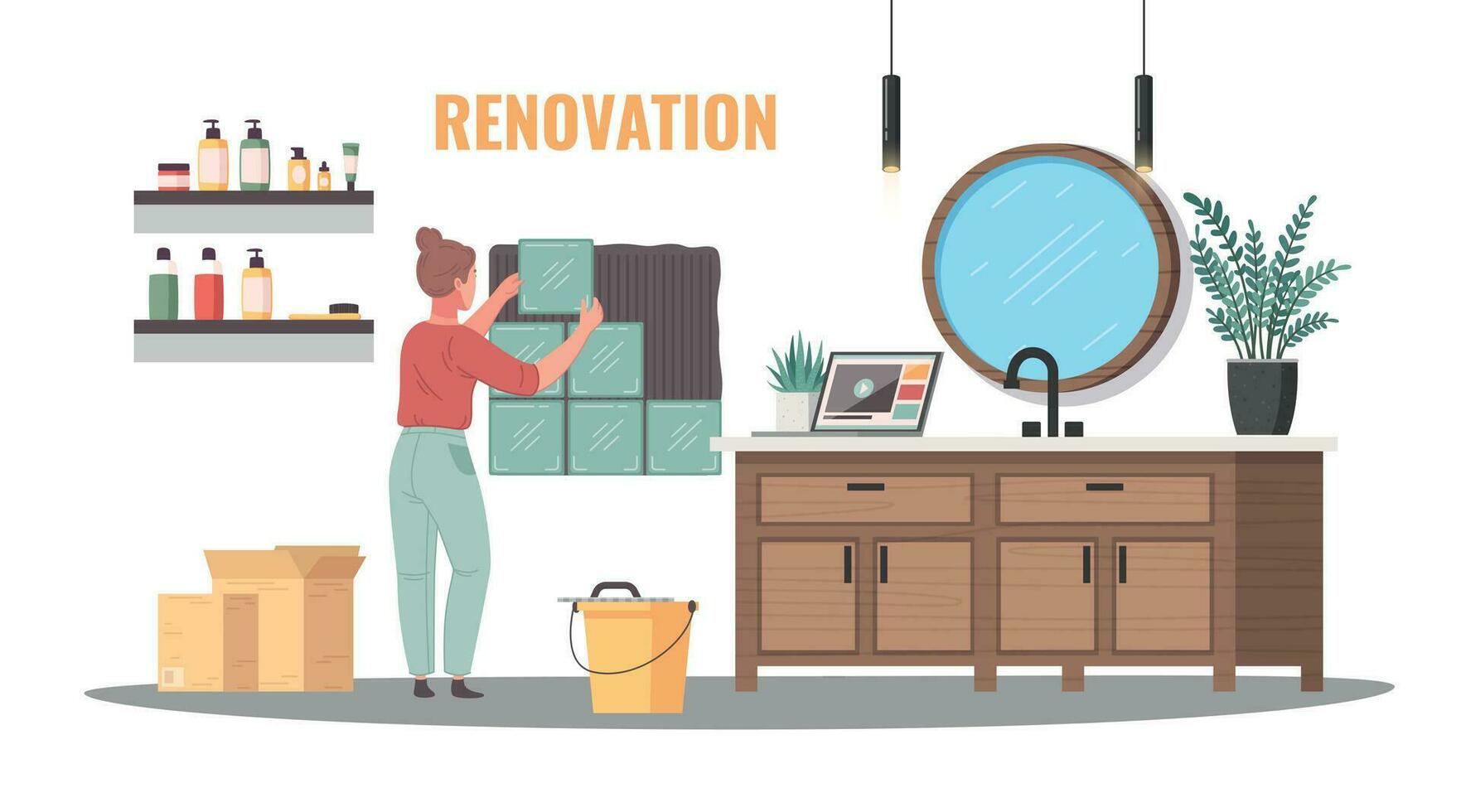 Renovation Cartoon Scene vector