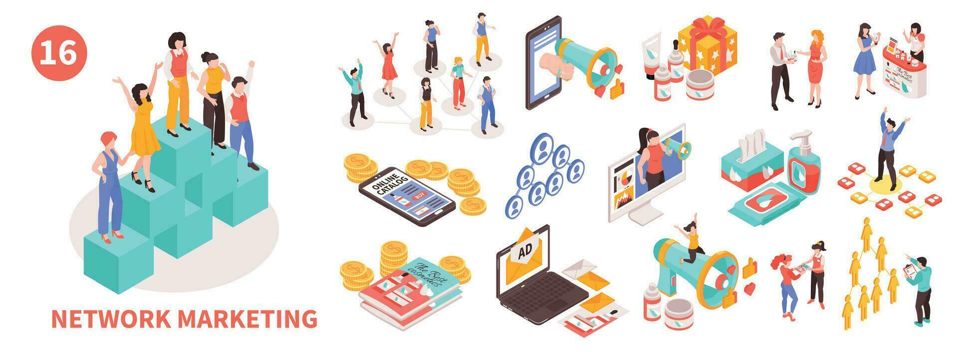 Isometric Network Marketing Set vector