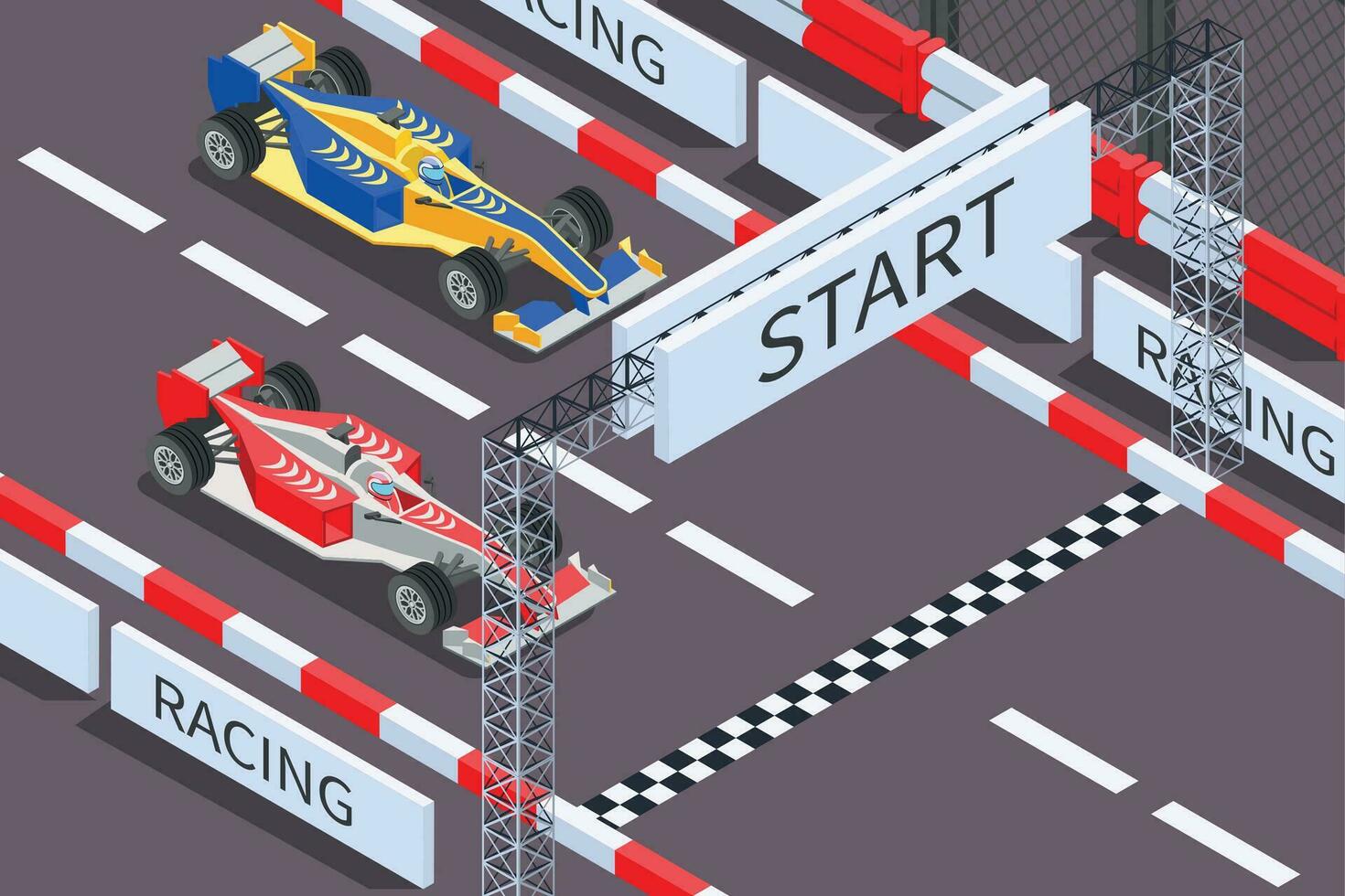 Formula Racing Isometric Composition vector