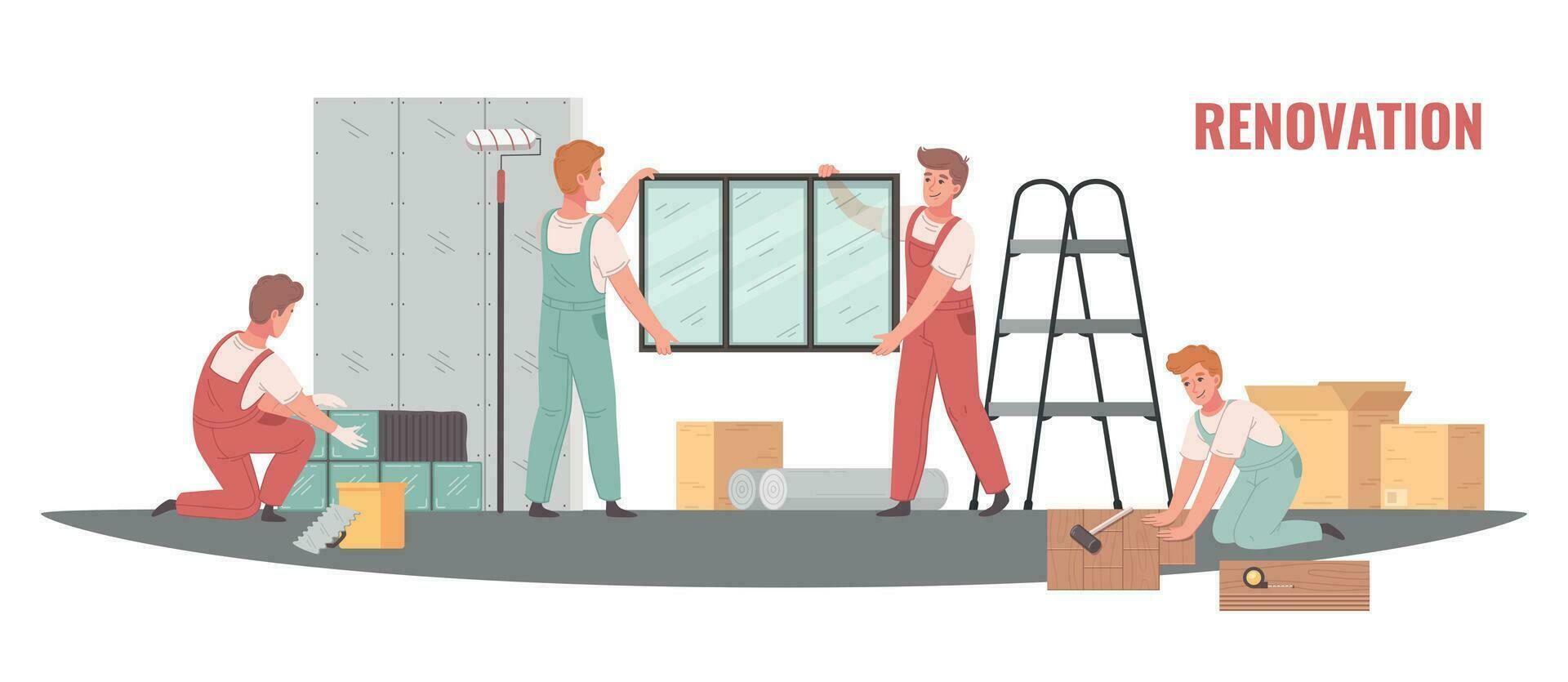 Renovation Cartoon Scene vector