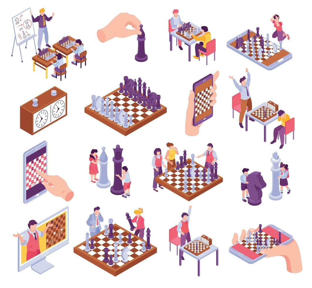 Isometric Chess Set vector
