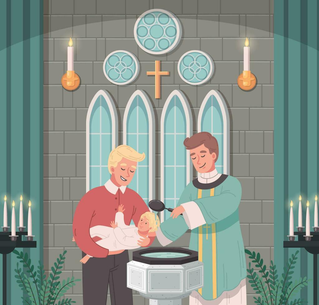 cristiano Iglesia dibujos animados escena vector