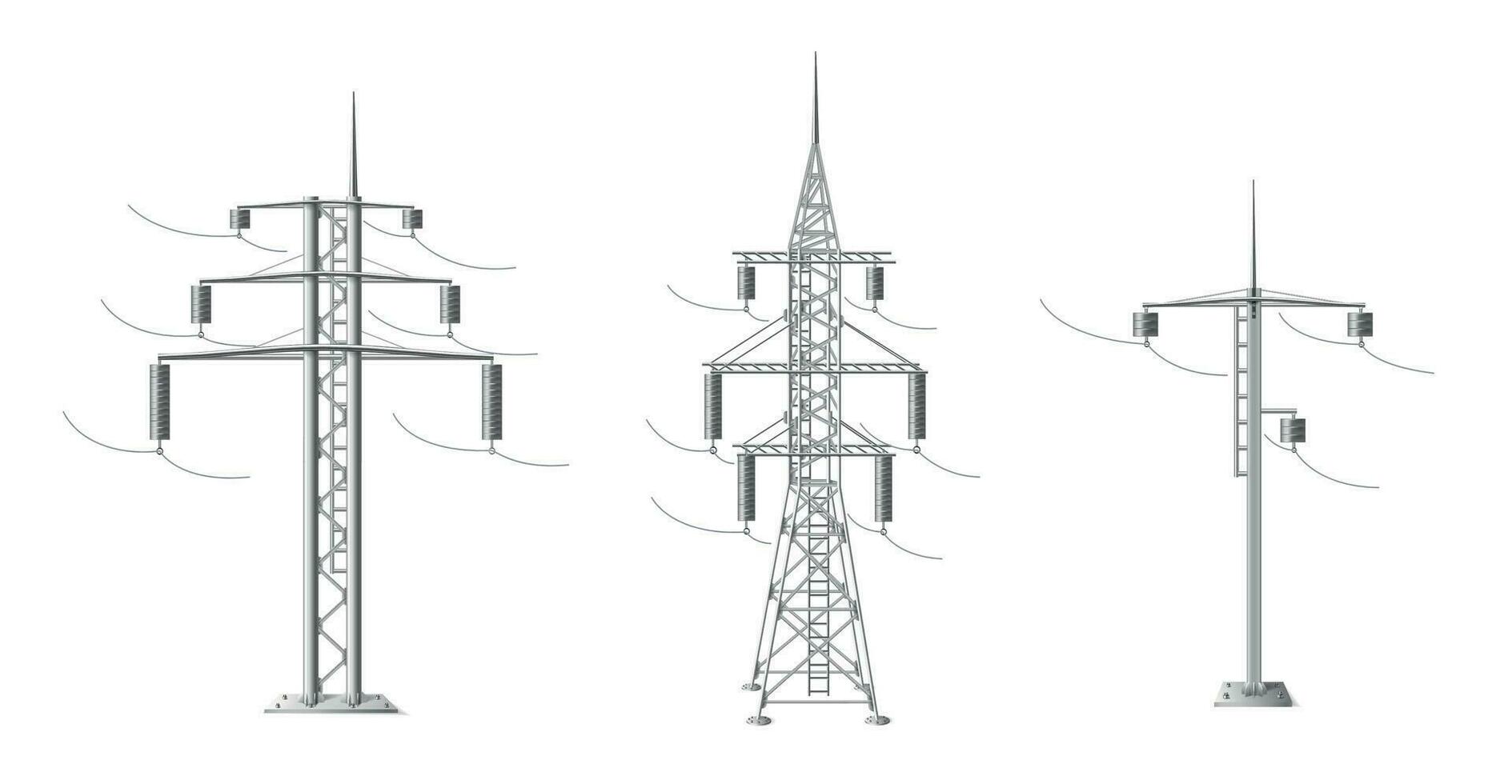 Power Line Poles Set vector