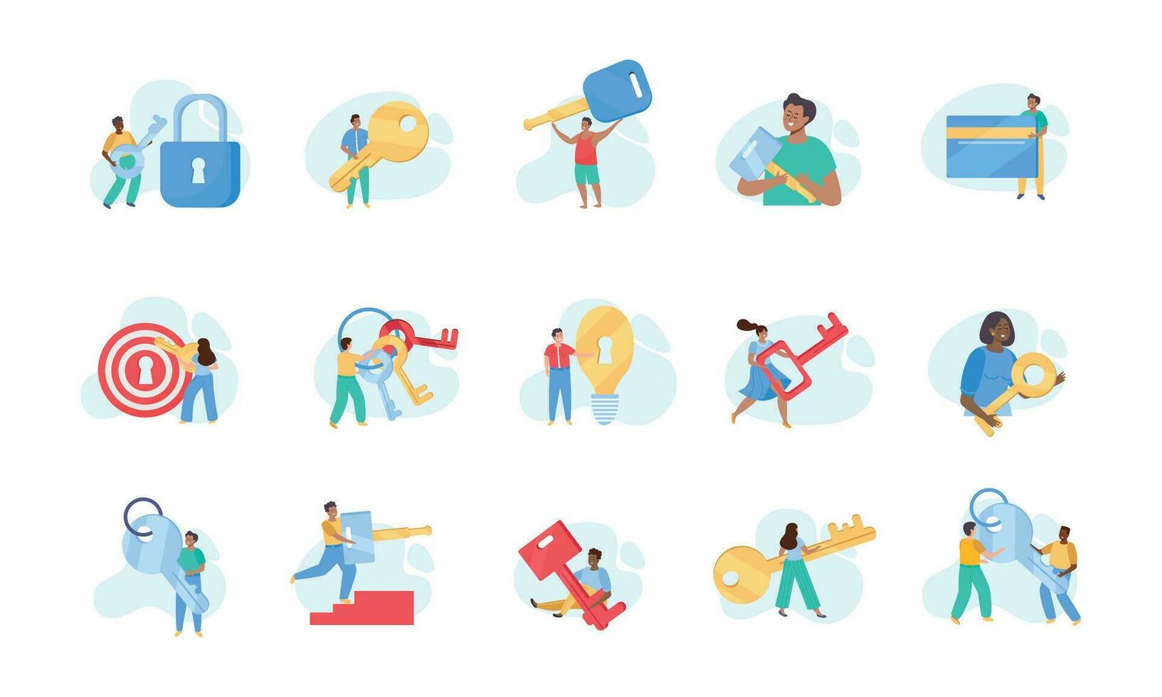People Holding Keys Set vector