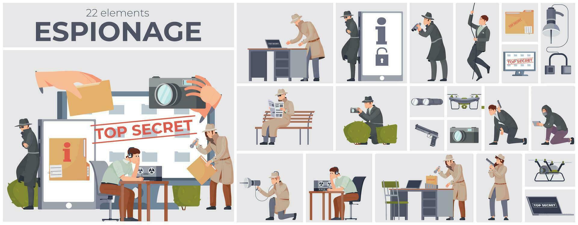 Espionage Flat Composition vector