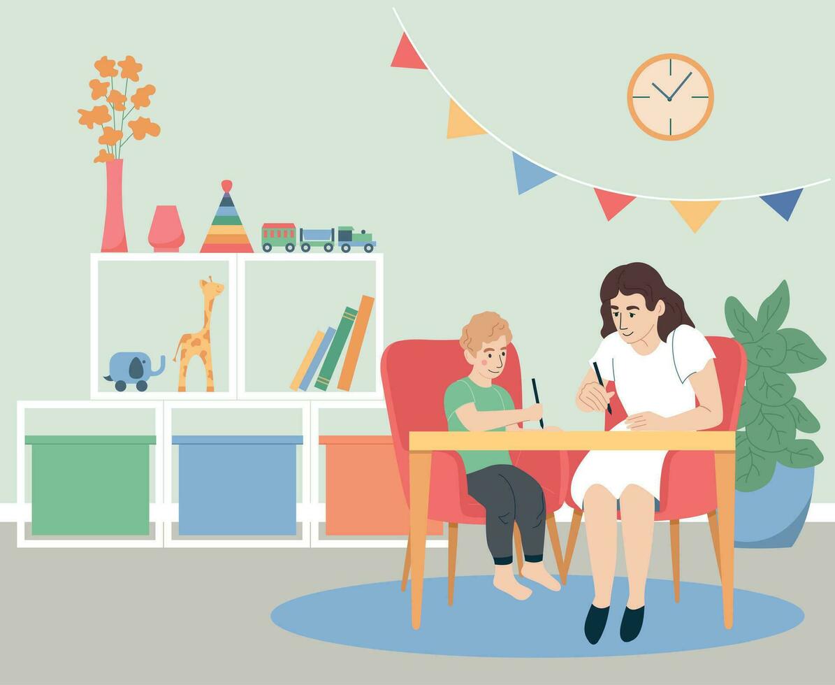 Child Psychologist Flat Concept vector