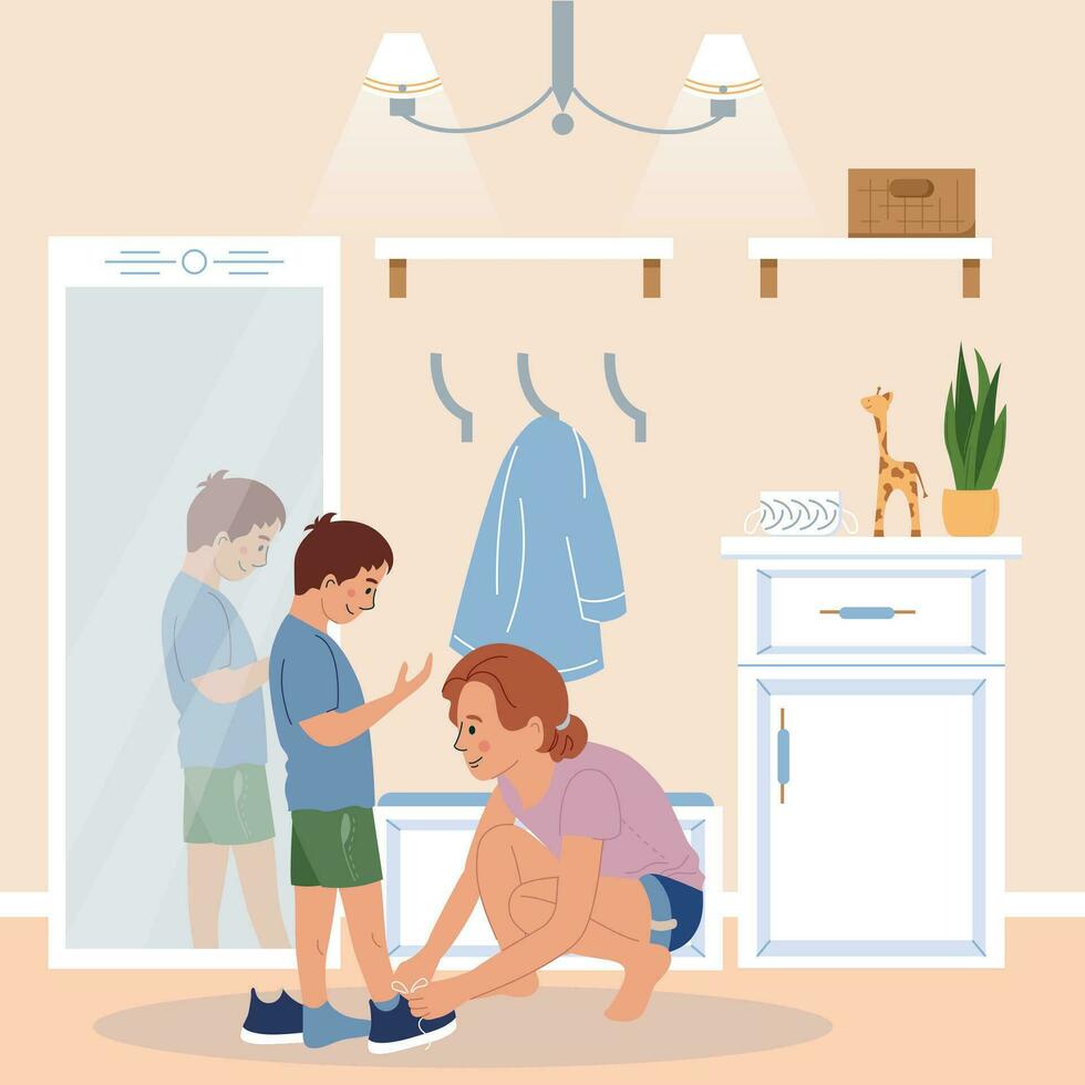 Family Morning Routine Flat vector