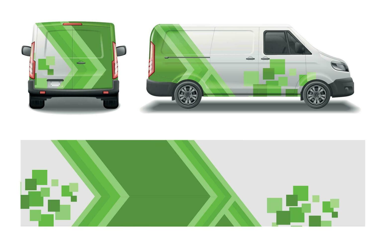 Green Branding Van Set vector