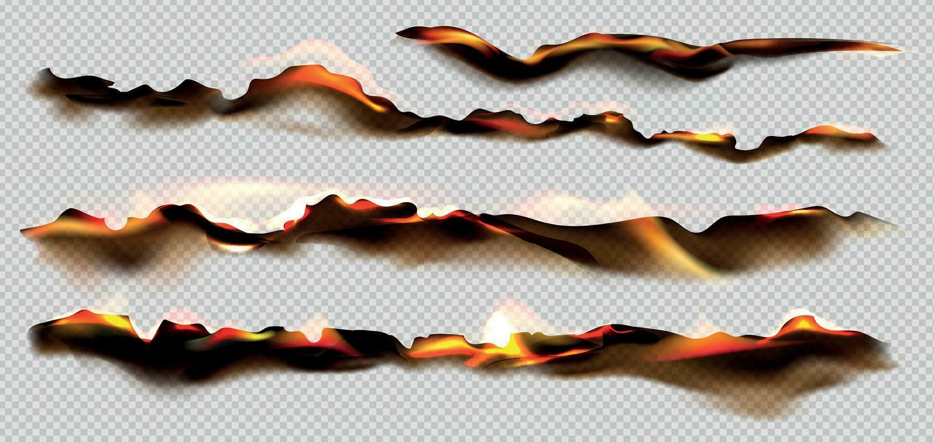 Realistic Burnt Paper Borders Set vector