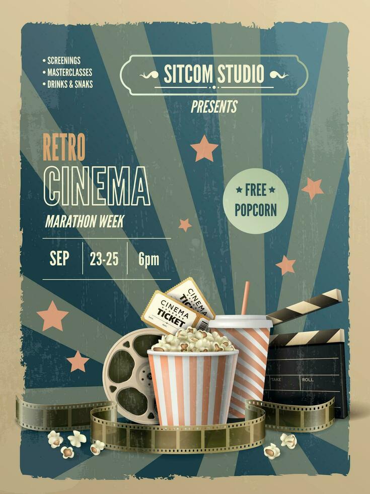 retro cine póster vector