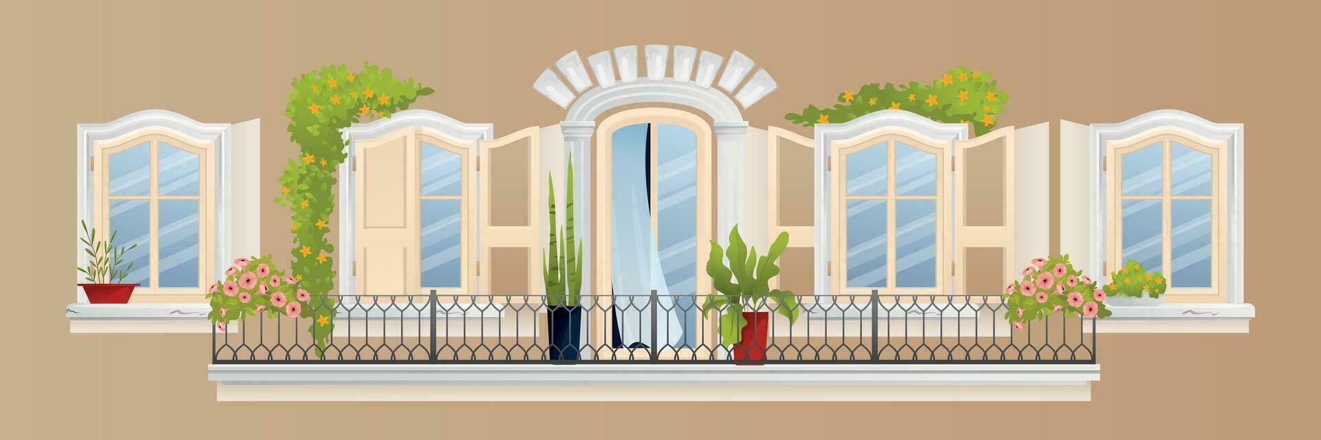 Vintage Balcony Composition vector