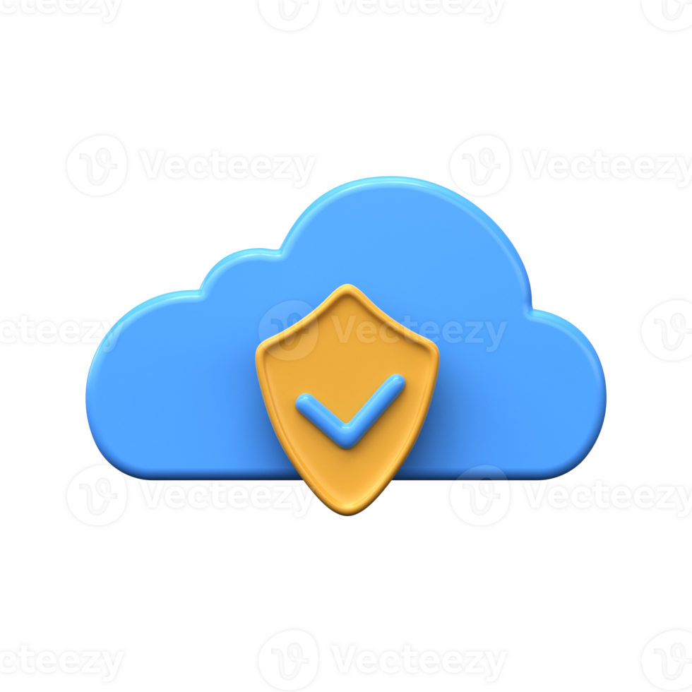 säkerhet och data skydd. blå 3d moln och skydda png