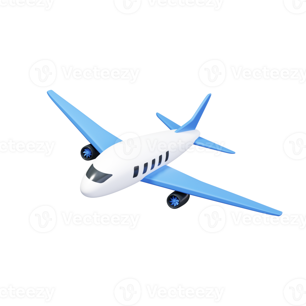 Airplane 3d illustration. Flying plane in cartoon style. png