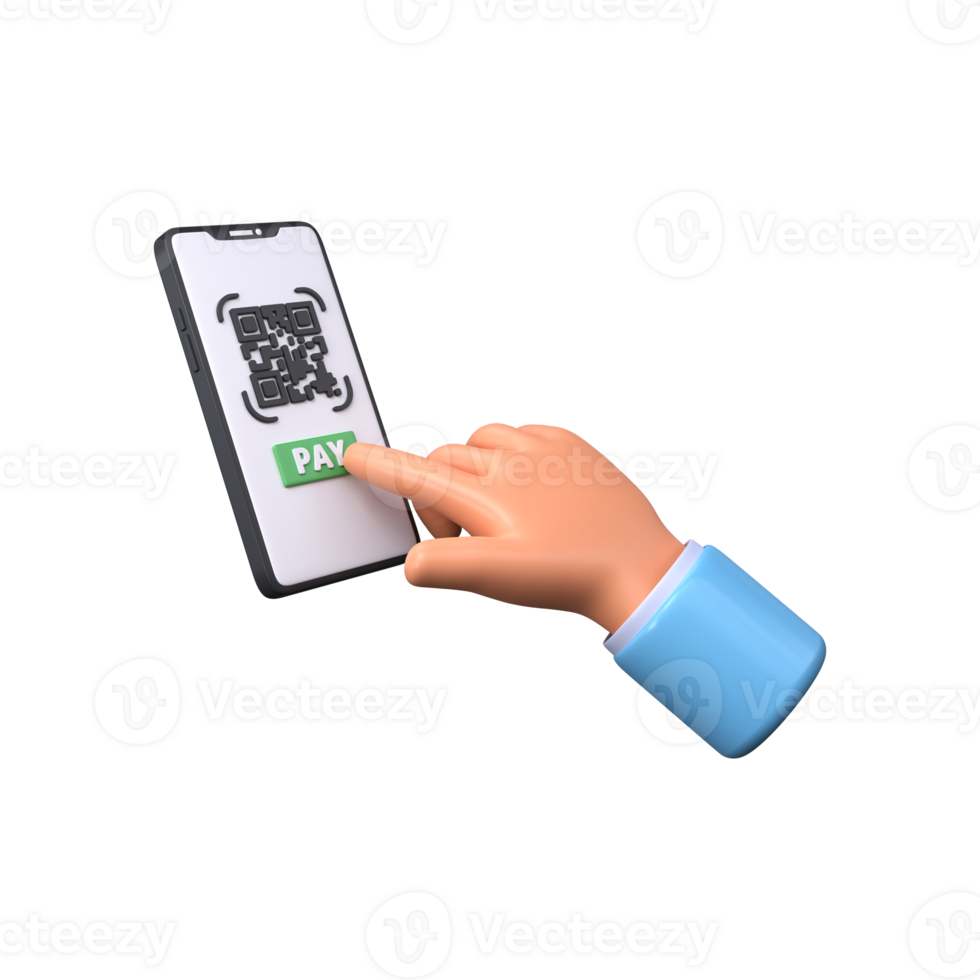 3d Smartphone com qr código para conectados pagamentos e dinheiro transações. png