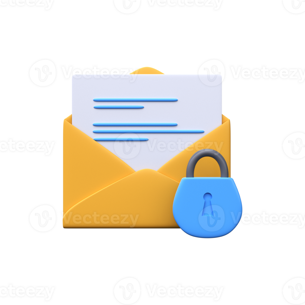 Email security. Yellow envelope with shield icon png