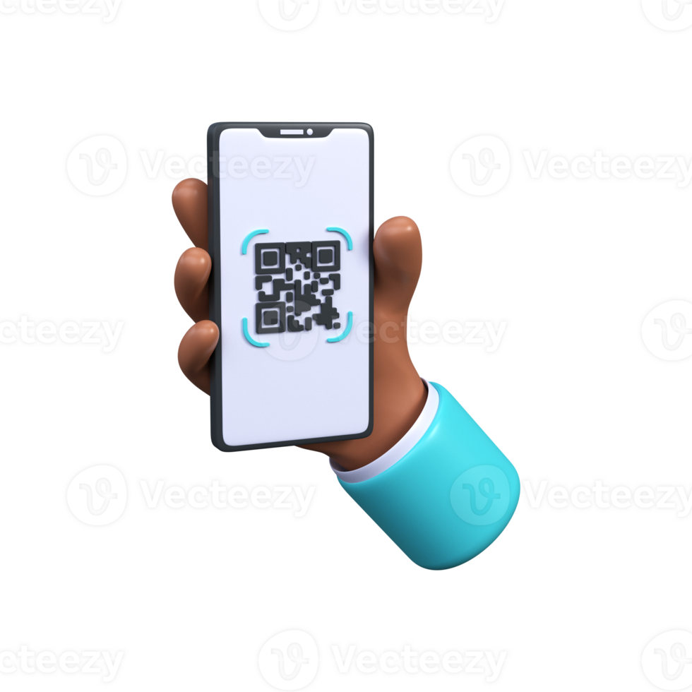 Scan QR code icon with phone.  3d render png