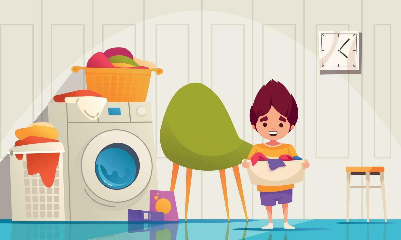 Children Housekeeping Cartoon vector