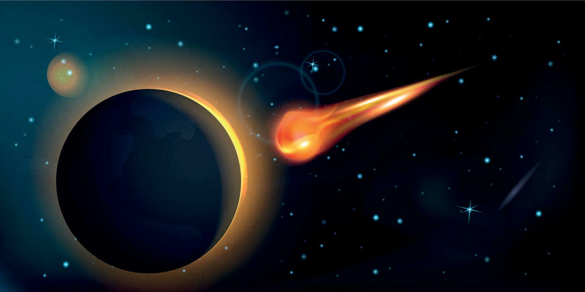 Flying Planet Meteorite Composition vector