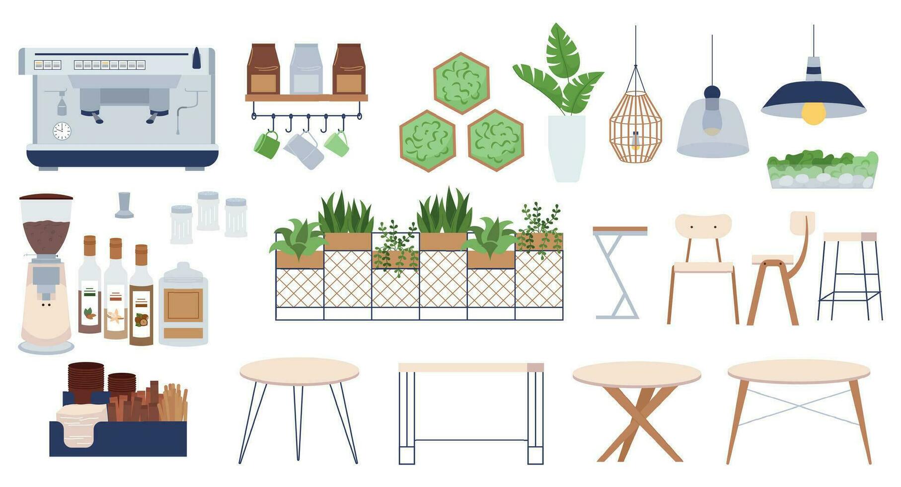 Modern Eco Cafe Icons vector